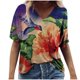 thumbnail image 2 of Puntoco - Camiseta con cuello en V para mujer, informal, de talla grande, con estampado de flores escénicas Puntoco Puntoco-4538, 2 of 9
