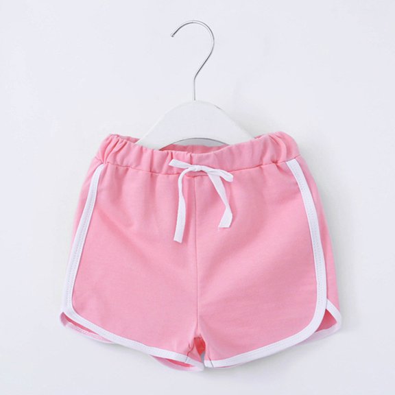 Tfken Girls Shorts For Summer Elastic Waist Patchwork Athletic Shorts Casual Daily Wear Children Comfortable Clothes Pink Size 9-10 Years