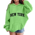 thumbnail image 6 of NEBWOAK Girls Fleece Hoodie, Green Pullover Sweatshirt Long Sleeve Varsity Print,Size 10-11T, 6 of 6