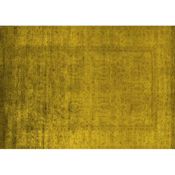 Ahgly Company Indoor Rectangle Oriental Yellow Industrial Area Rugs, 8' x 10'