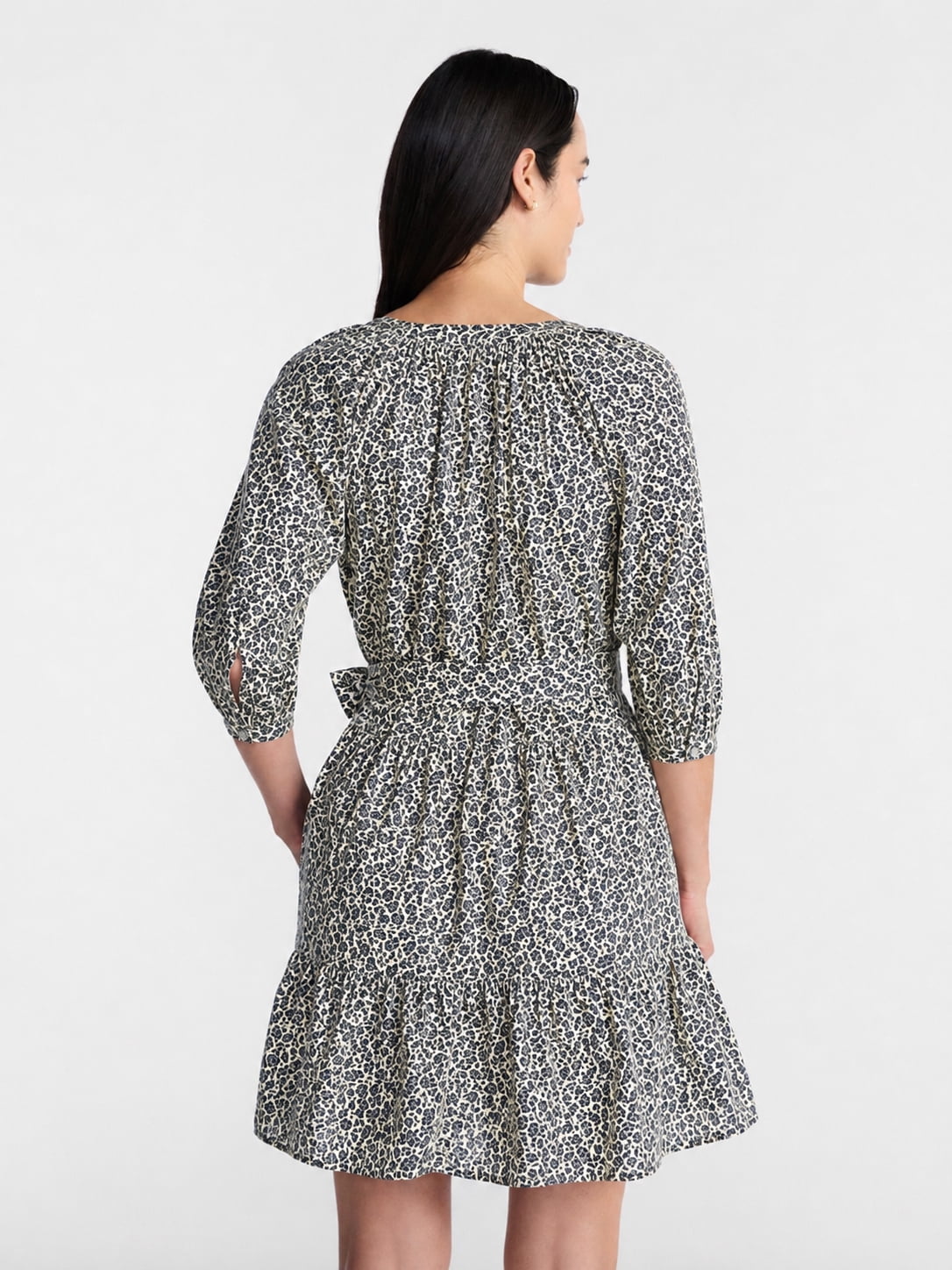 Time and Tru Women's Cotton Tiered Mini Dress with Ruffle Hem, Sizes XS-XXXL