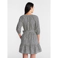 thumbnail image 4 of Time and Tru Women's Cotton Tiered Mini Dress with Ruffle Hem, Sizes XS-XXXL, 4 of 6