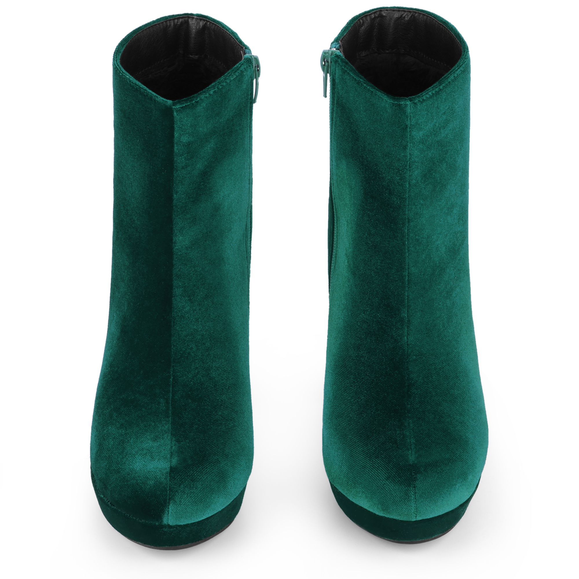 DARING DIVA Platform Block Heels Faux Velvet Ankle Boots Green 9