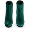 thumbnail image 2 of DARING DIVA Platform Block Heels Faux Velvet Ankle Boots Green 10, 2 of 7