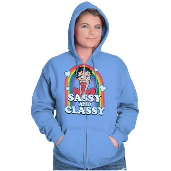 Betty Boop Sassy and Classy Rainbow Zip Hoodie Sweatshirt Women Brisco Brands S