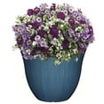thumbnail image 3 of Classic Home and Garden Indoor/Outdoor Round Honeysuckle Resin Flower Pot Planter, Ocean Blue, 13", 3 of 4