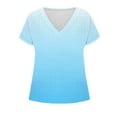 thumbnail image 6 of DPTALR George Women's 2025 Trendy Summer Eyelet Crossed V-Neck Loose Casual Short Sleeve T-Shirts,Light Blue,Size S, 6 of 6