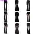 thumbnail image 2 of Y2K Gothic Black Lace Mesh Flared Pants Sexy Harajuku Aesthetic See Through Long Trousers Vintage Women Summer Pants Streetwear, 2 of 4