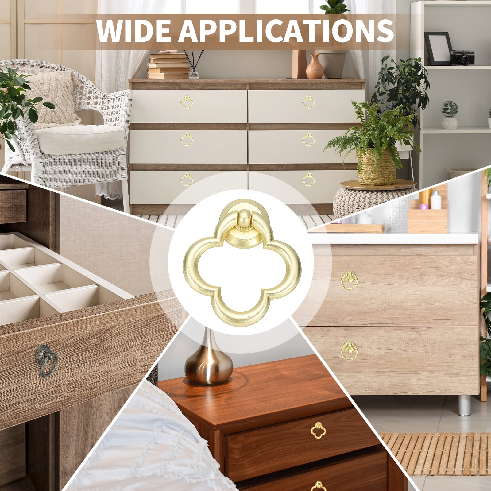 Uxcell 12Pack Drawer Ring Pulls, 2.1" Zinc Alloy Hole Ring Cabinet Knobs with Screws for Cupboard Cabinet Drawer Dresser Closet Door, Matt Copper