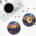 thumbnail image 4 of Sigee Cosmic Irises At Twilight for Water-Resistant, Heat-Resistant, Non-Slip Leather Coasters Set, Ideal for Coffee Table, Office, Bar, Home Decor-Round Shape, 4 of 6