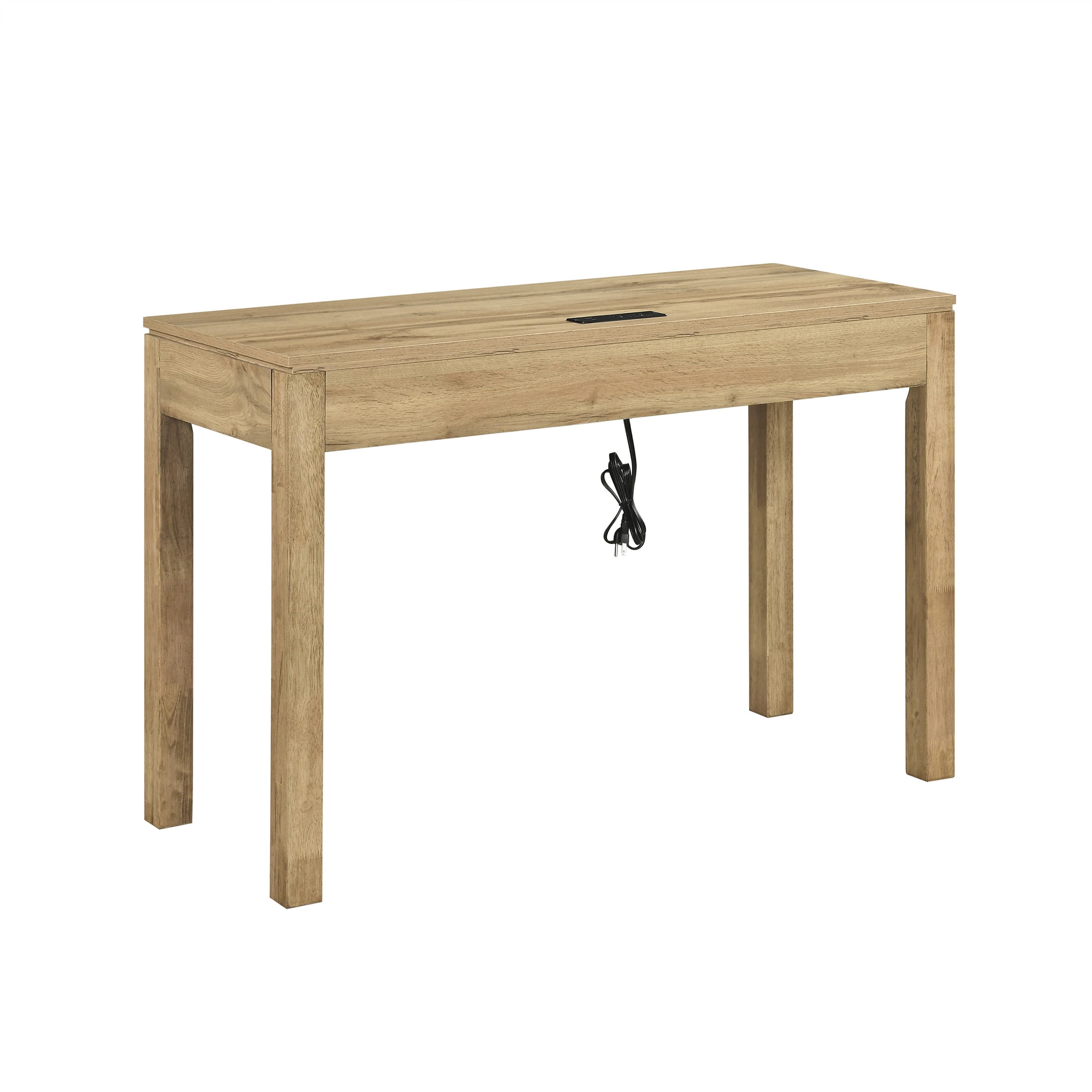 OakvillePark Avenshire Wood Rectangle Writing Desk with Power Outlet and USB Charging Port, Natural
