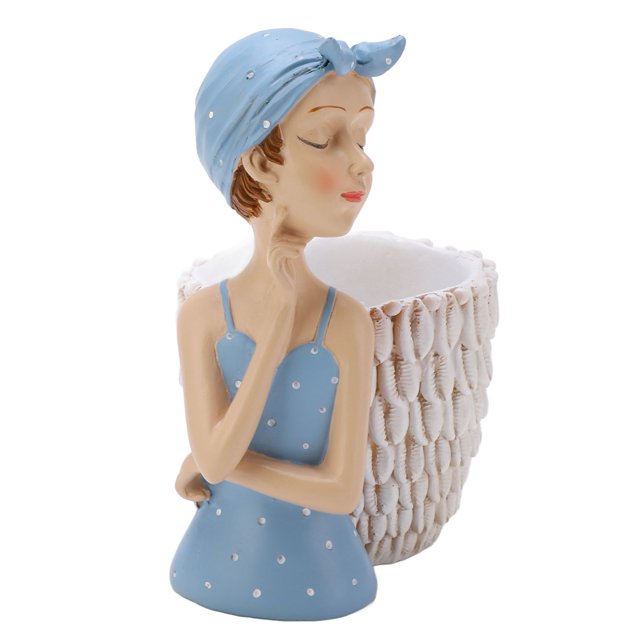 Desktop Resin Ornament, Multi Purpose Blue Girl Statue Pen Holder Resin Material Smoother Lines Exquisite Details For Gifts For Desktop Decoration ANGGREK Otros