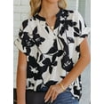 thumbnail image 3 of Gvmfive Women Short Sleeve Casual V Neck Floral Buttons Loose Tops, 3 of 4