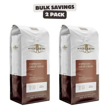 2 x Miscela D-Oro Gran Crema Whole Bean Coffee for Rich Authentic Italian Espresso, 1 kg
