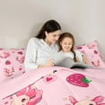 thumbnail image 4 of jejeloiu Cartoon Animal Axolotl Bedding Comforter Set,Cute Strawberry Heart Twin Comforter Sets,Pink Green Bedding Set For Girls Kid,Breathable Bedroom Decor Reversible,2 Pieces, 4 of 7