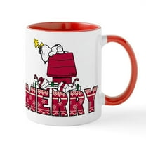 CafePress - Snoopy Merry - 11 oz Ceramic Mug - Novelty Coffee Tea Cup