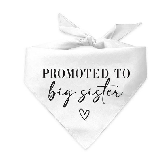 Promoted To Big Sister Triangle Dog Bandana( White One Size, 692)