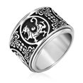 thumbnail image 3 of Mens Stainless Steel Ring Retro Band Gift For Him Gold Tone Jewelry For Everyday Wear Sizes 7 8 9 10 11 12 13, 3 of 4