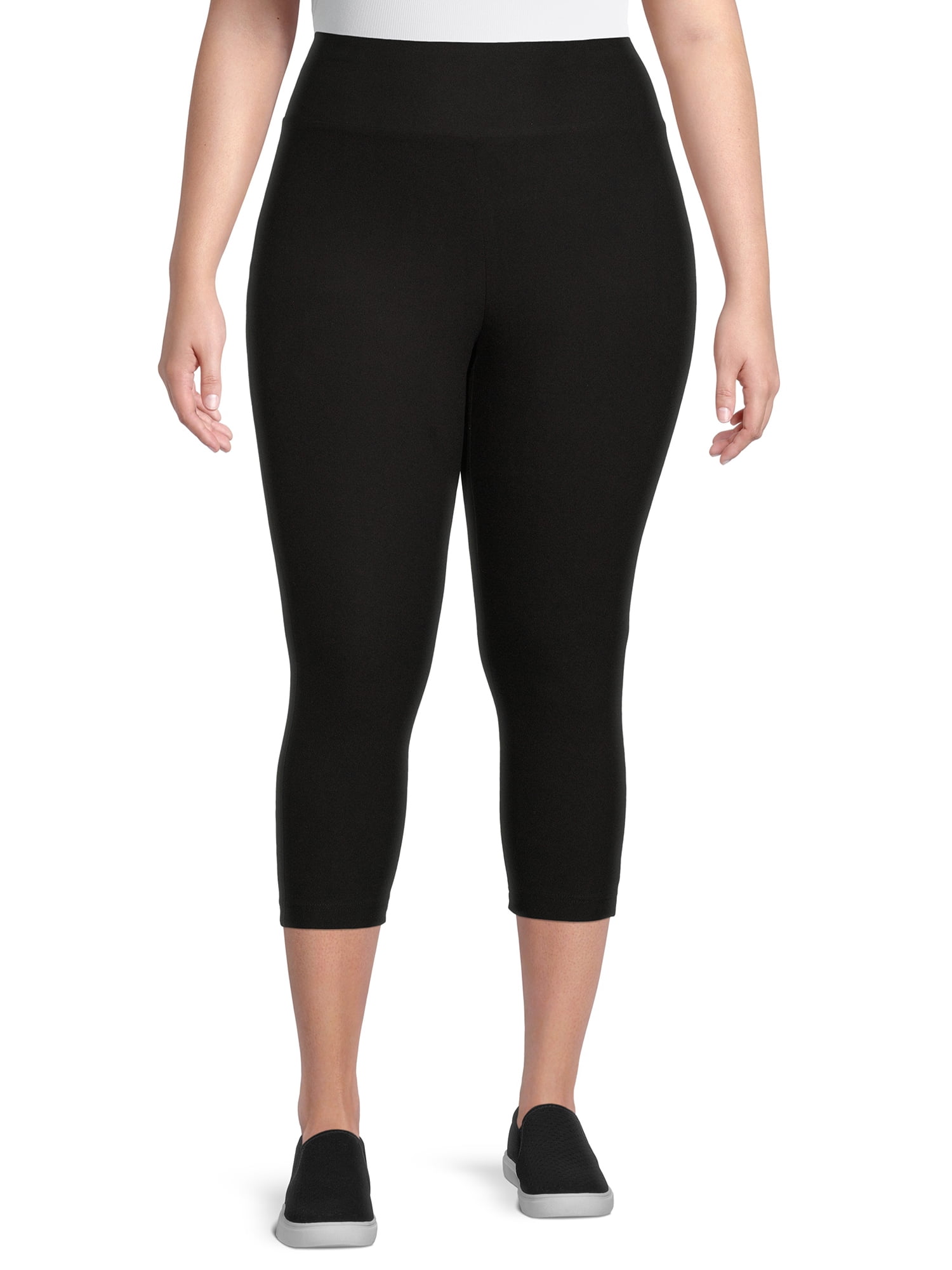 Terra & Sky Women’s Plus Size Printed Capri Leggings, 2-Pack, Regular and Petite