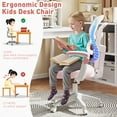 thumbnail image 6 of COSVALVE Height Adjustable Kids Study Desk Chair Ergonomic Back-Following,Sit-Locking Boys Girls Computer Chair with 360°Casters(Pink), 6 of 16