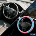 thumbnail image 3 of Car Steering Wheel Cover - Microfiber Leather Steering Wheel Wrap Sports 14.5-15 Inch Steering Wheel Cover Non-Slip for Men Women Pink & Blue Color, 3 of 15