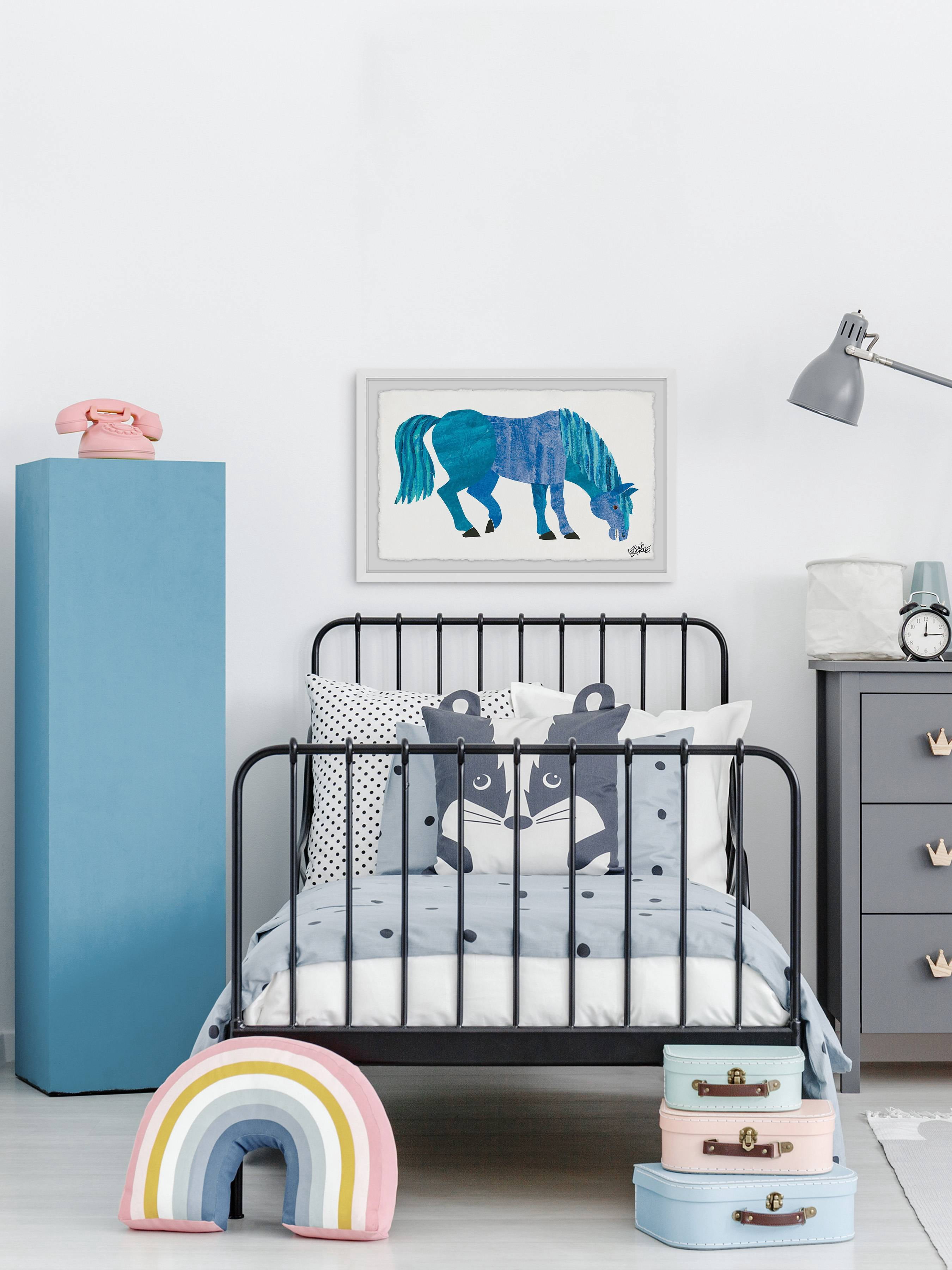 Marmont Hill Blue Horse By Eric Carle Framed Wall Art, 18.00" x 1.50"