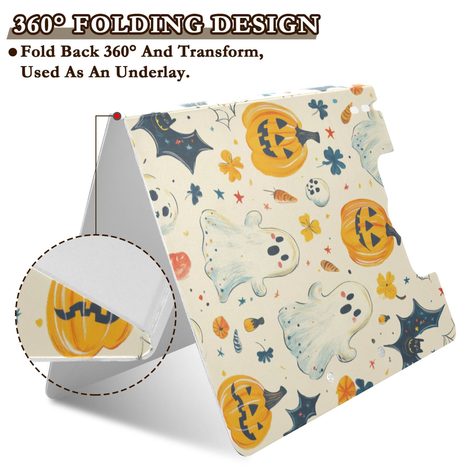 FORMRS A4 Clipboard Folder with Pen Holder Horizontal Foldable School Office Binder, Halloween Cute Ghosts