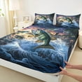thumbnail image 3 of Manfei Fishing And Hunting Twin Sheet Sets,Lake Fish Twin Fitted Sheet,Ocean Fish Flat Sheet For Teens Boys,Breathable Home Decor,3-Piece, 3 of 7