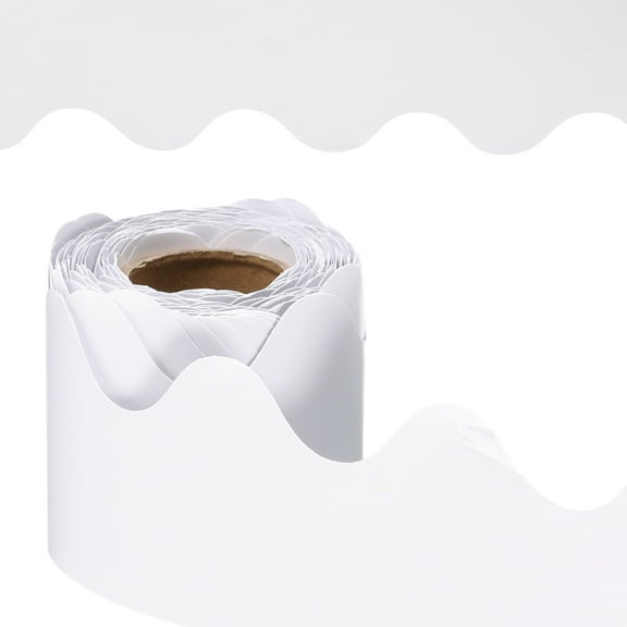 Uxcell Bulletin Board Border, 41 Feet Poster Chalkboard Cork Decoration Trim Scalloped Borders Wall Decor for Classroom Office Locker, White