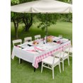 thumbnail image 4 of Outdoor Tablecloth with Umbrella Hole for Patio/Picnic/Party/Camping, Farmhouse HOME Waterproof Table Cloth Rectangle Table Cover Washable, Rustic Tulip Pink White Plaid Wooden (60"x 102"), 4 of 9