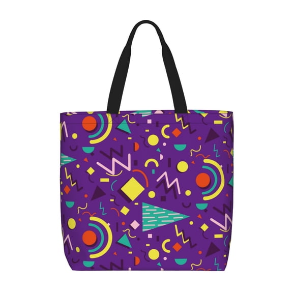 Naloa Retro 80s Style Tote Bag for Women, Foldable Tote Bag With Zipper, Large Shoulder Bag, Top Handle Handbag for Travel, Work, Shopping