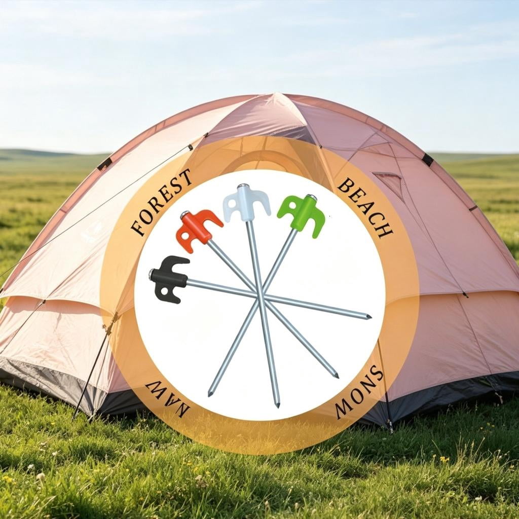 Long Camping Tent Stake Carbon Steel Canopy Stakes Spikes Heavy Duty Tents Peg Wind-proof Lengthened Tent Ground Peg