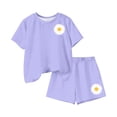 thumbnail image 6 of Stamzod Girls Outfits Size 10-12 Crewneck Short Sleeve Tshirts and Shorts Girls Summer Clothes Two Piece Sets Purple B 13-14 Years, 6 of 6