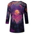thumbnail image 6 of Trgacdwlo S-5XL Halloween Shirts for Women Vintage Ghost Pattern V Neck Womens 3/4 Sleeve Tops Fall Cat Pumpkin Print Pullover for Women, 6 of 7