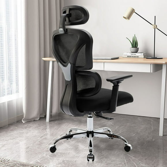 KERDOM Ergonomic Office Chair, Home Desk Chair, Comfy Breathable Mesh Task Chair, High Back Computer Chair with Headrest and 3D Armrests, Adjustable Height Home Gaming Chair (Black-S)