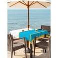 thumbnail image 3 of Outdoor Tablecloth with Umbrella Hole for Patio/Picnic/Party/Camping, Modern Blue Gold Waterproof Table Cloth Square Cover Washable, Minimalist Geometric Yellow Striped (60"x 60"), 3 of 8