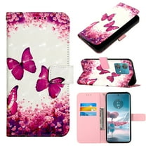 Dteck for Motorola G Stylus 5G (2023) Case 3D PU Leather Wallet Flip Protective Phone Case with Wrist Strap Card Slots Holder Pocket Cover, Rose Butterfly