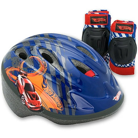 Hot Wheels Trail Blazer Toddler's Bike Helmet, Knee Pads and Elbow Pads - Value Pack