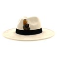 thumbnail image 3 of Women's Wide Brim Felt Fedora Hat with Faux Feather Classic Retro Jazz Cap Adjustable Elegant Party Dress Up Hat, 3 of 4