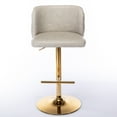 thumbnail image 3 of 2PCS Swivel Bar Stools, PU Leather Height Adjustable Bar Chairs with Rivets, Counter Stools with Padded Seat & Gold Metal Legs,Button Design Side Chairs,for Home Bar Dining Room, 3 of 9