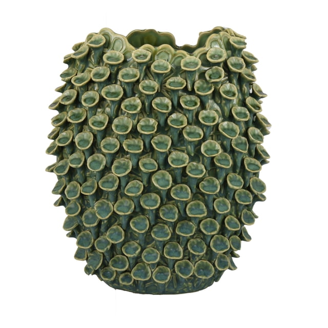 Jarrón Benzara Nina de cerámica texturizado, 33 cm, color verde