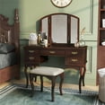 Furniture of America Coriander Wood 3-Piece Bedroom Vanity Set in Cherry - Walmart.com