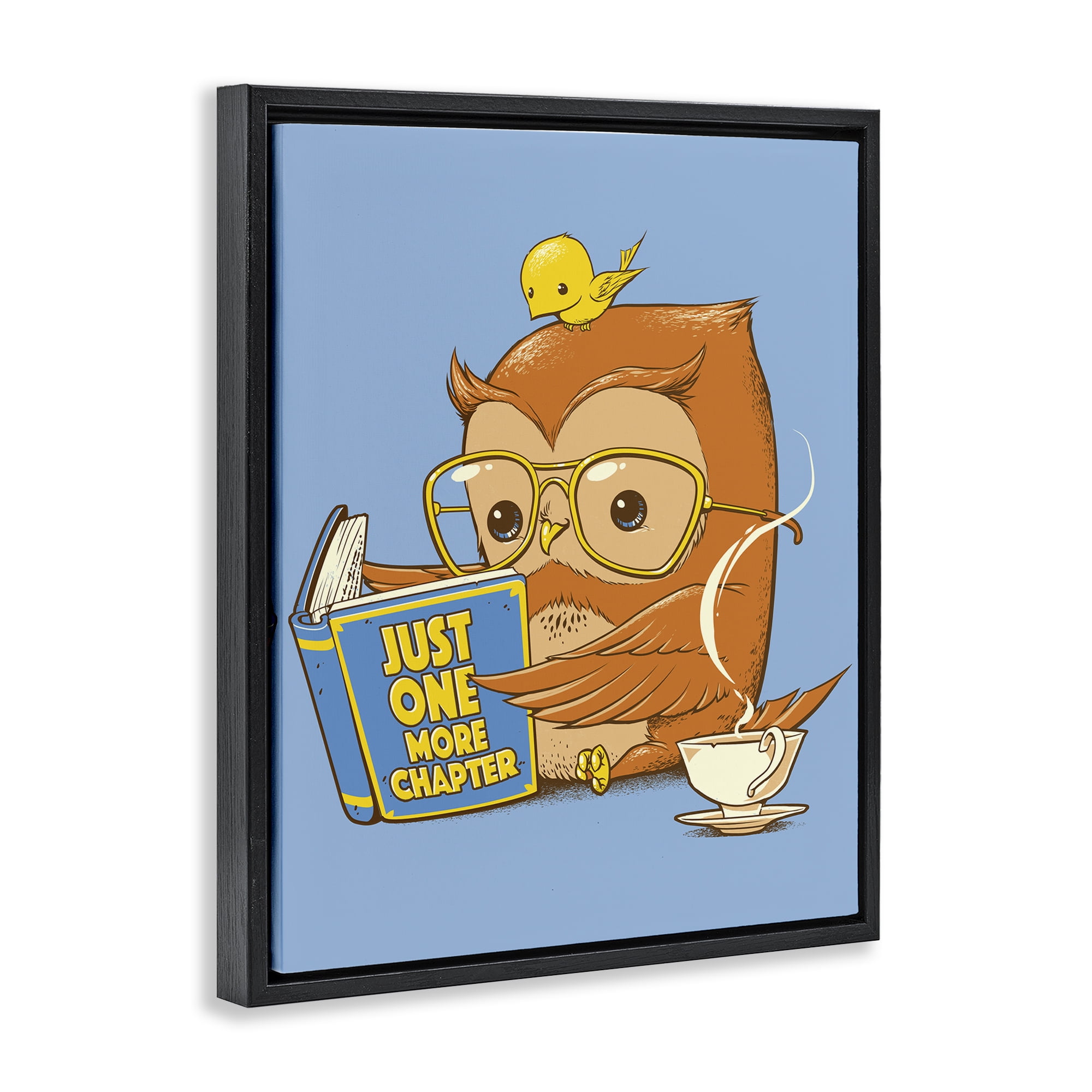Stupell Industries One More Chapter Owl Black Framed Floater Canvas Wall Art, design by Tobe Fonseca
