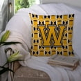thumbnail image 3 of Letter W Football Black, Old Gold and White Fabric Decorative Pillow, 3 of 4