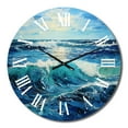 thumbnail image 2 of Designart "Teal Blue Ocean Coastal Charm Pointillism" Nautical & Beach Oversized Wall Clock, 2 of 5