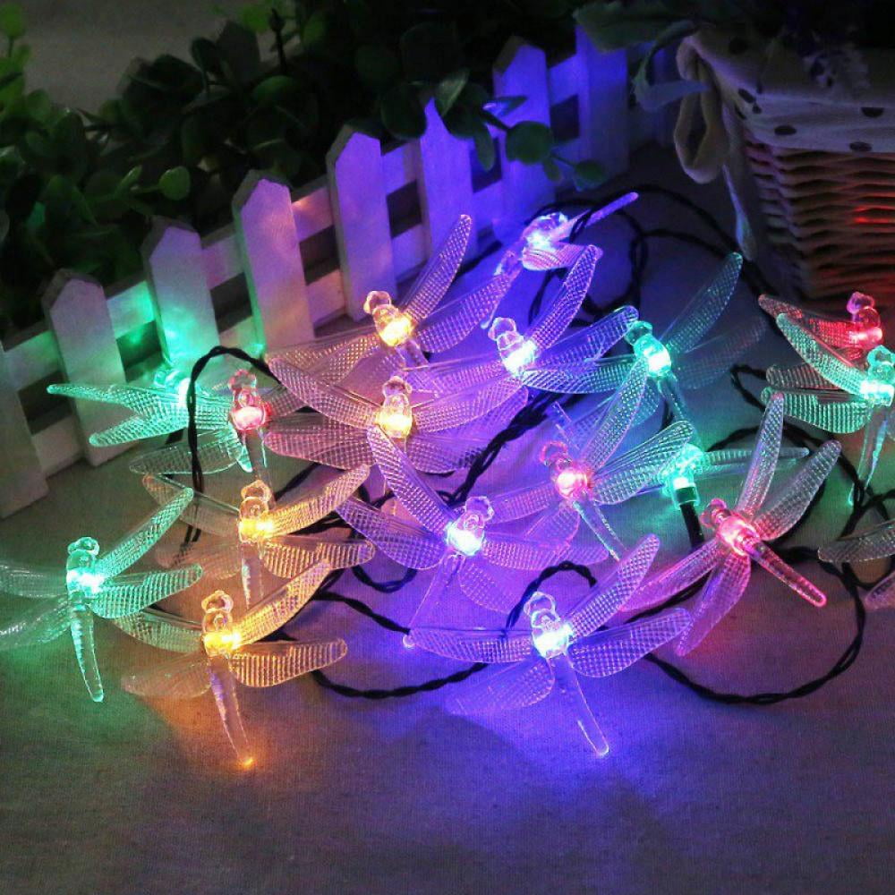 Balems Outdoor Dragonfly Solar String Lights 20LED 16ft Waterproof