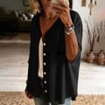 thumbnail image 6 of Stamzod Cardigan for Women Casual Cotton Linen Button Up Shirt Jacket Plus Size 3/4 Length Sleeve Womens Tops Black L, 6 of 7