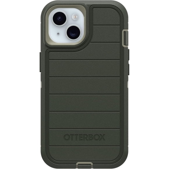 OtterBox iPhone 15, iPhone 14, & iPhone 13 (Only) - Defender Series Pro Case - Lichen the Trek (Green) - Case Only - Rugged & Durable - with Port Protection
