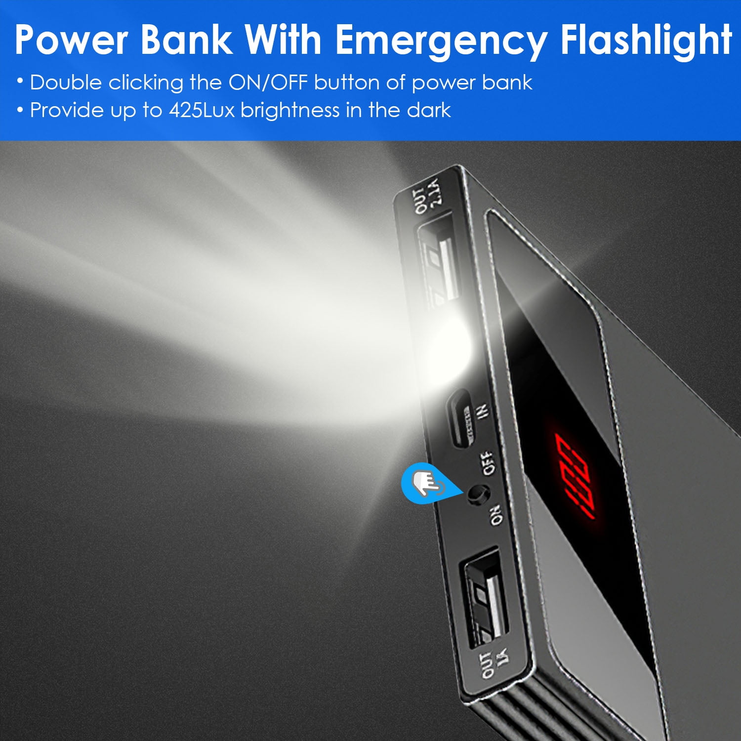 5V 2.1A Battery Pack 20000mAh Power Bank with Dual USB Port Heated Clothing Replacement Battery Pack for Heated Vest Jacket Coat Pants Black