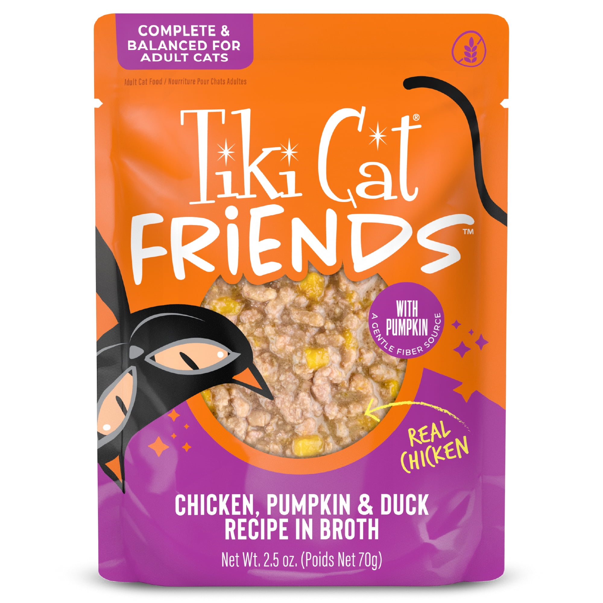 (2 pack) Tiki Cat Friends Wet Cat Food, Chicken Pumpkin & Duck, 2.5 oz. Pouch